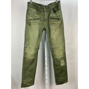 A. Tiziano 32 Jeans Olive Green Faded Destroyed Chino Pants 7 Pocket
